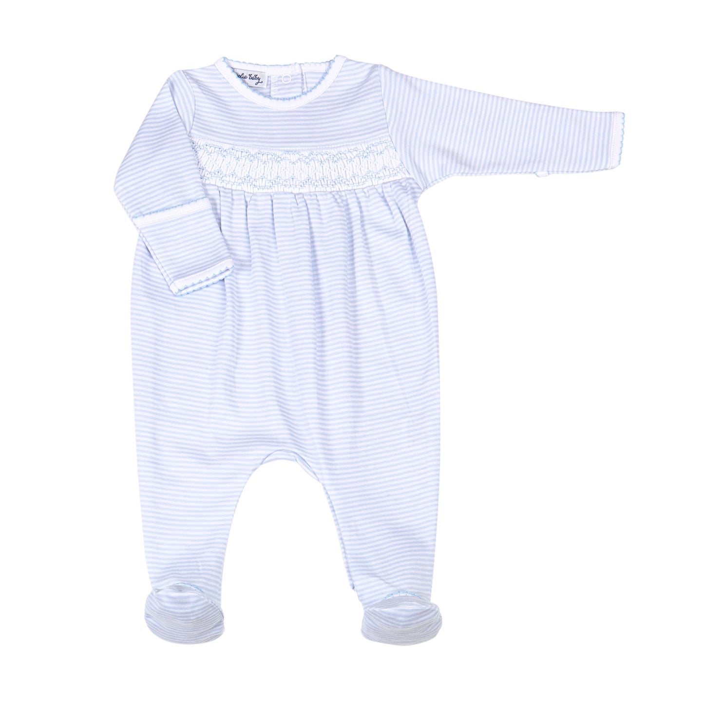 Magnolia Baby Mini Stripes Smocked Footie (Pink or Blue)