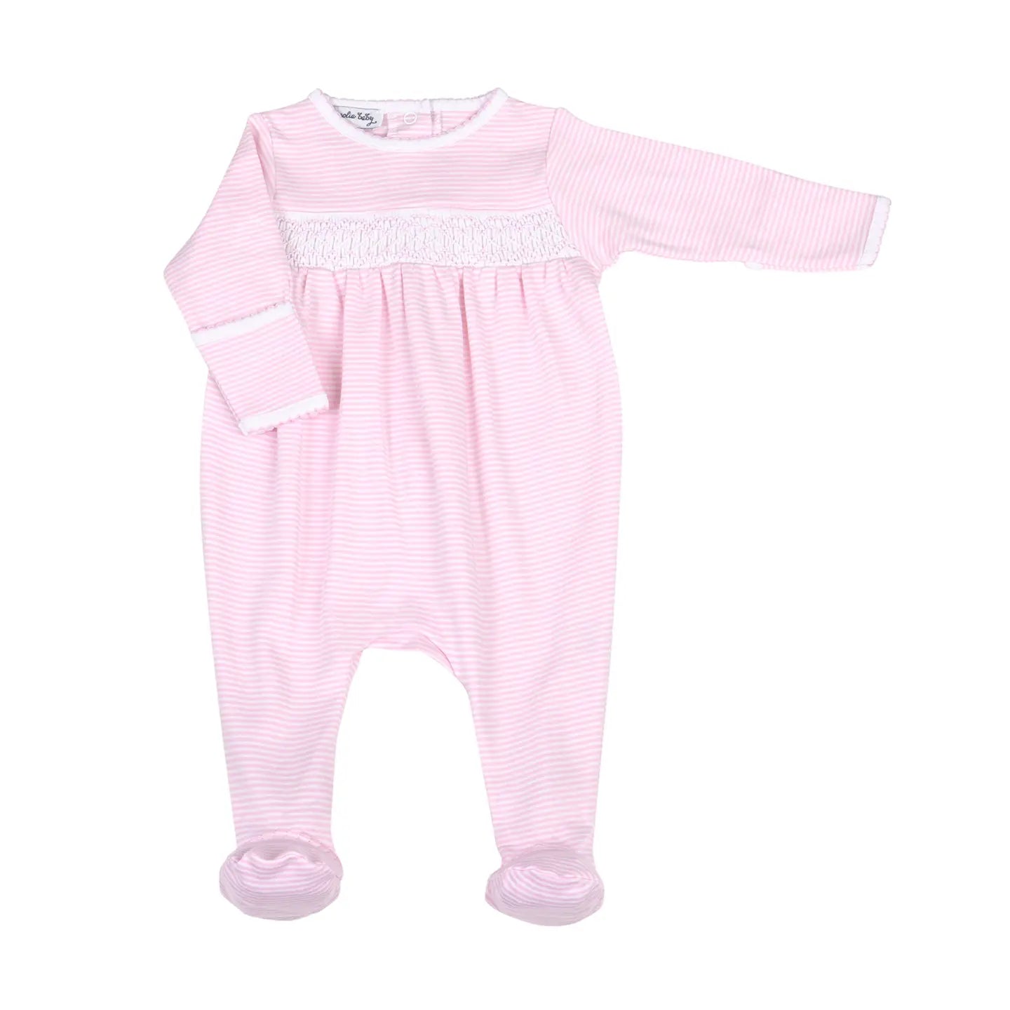 Magnolia Baby Mini Stripes Smocked Footie (Pink or Blue)