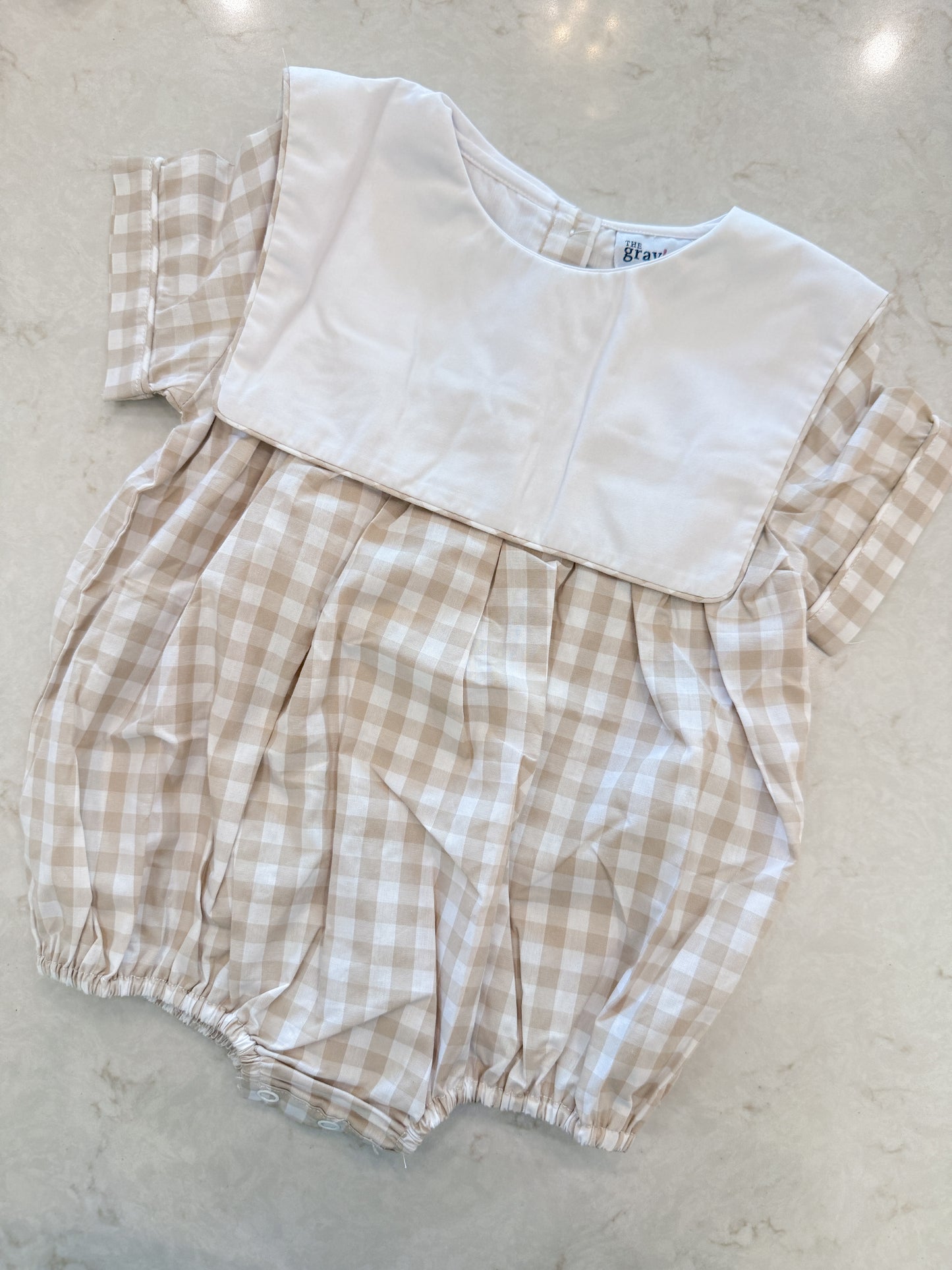 Khaki Check Collared Bubble