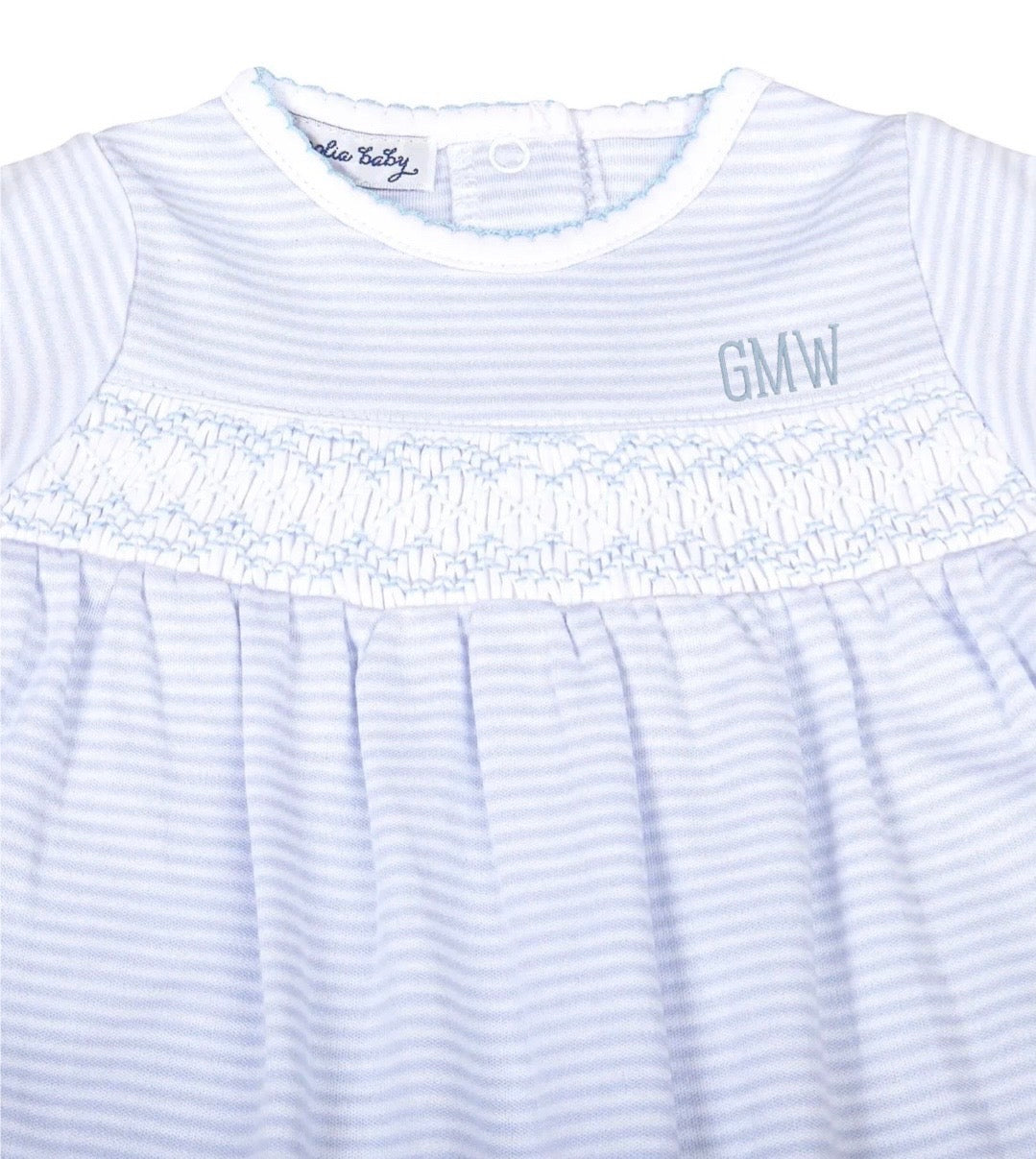 Magnolia Baby Mini Stripes Smocked Footie (Pink or Blue)