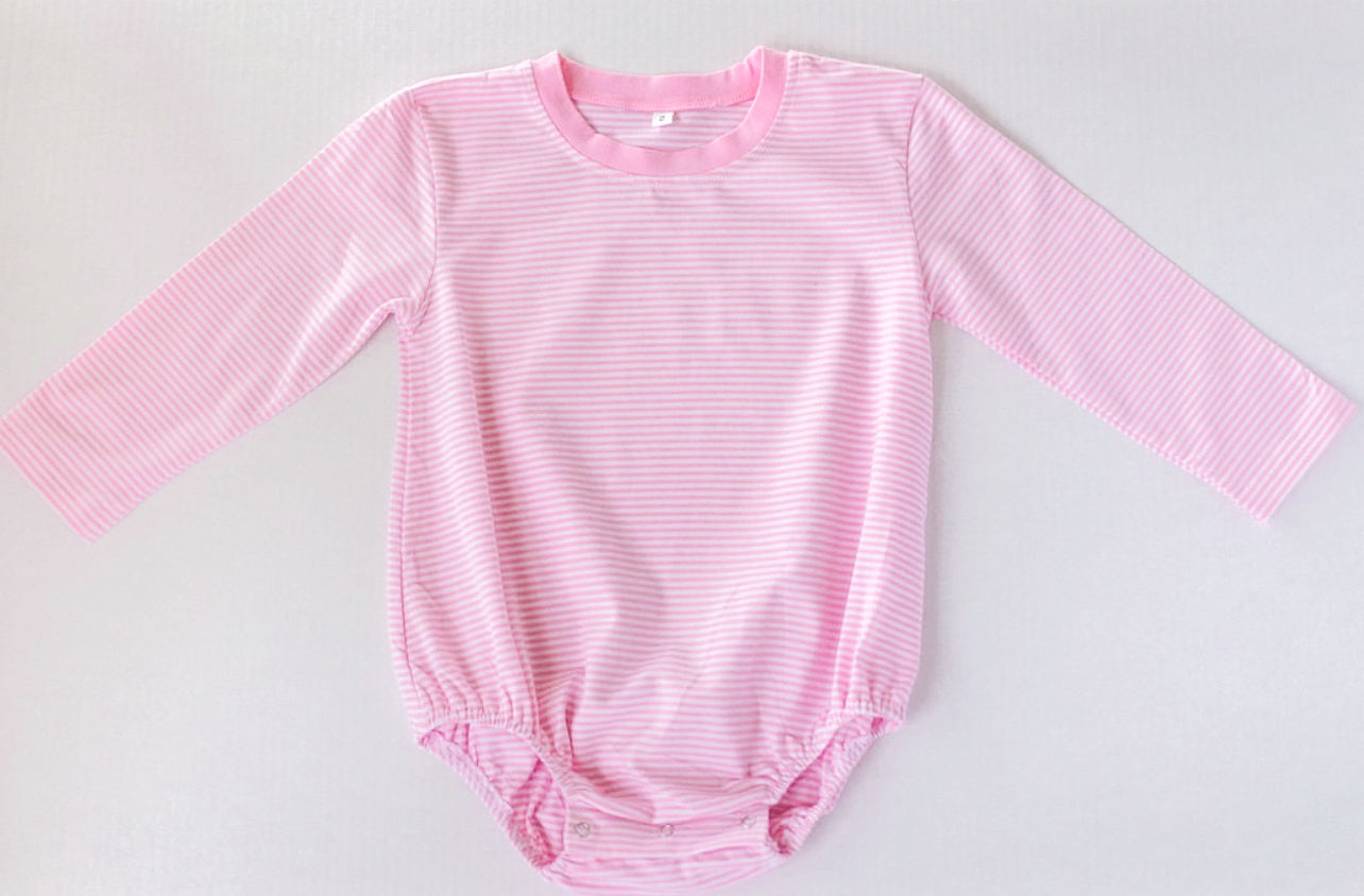Long Sleeve Pink Stripe Bubble