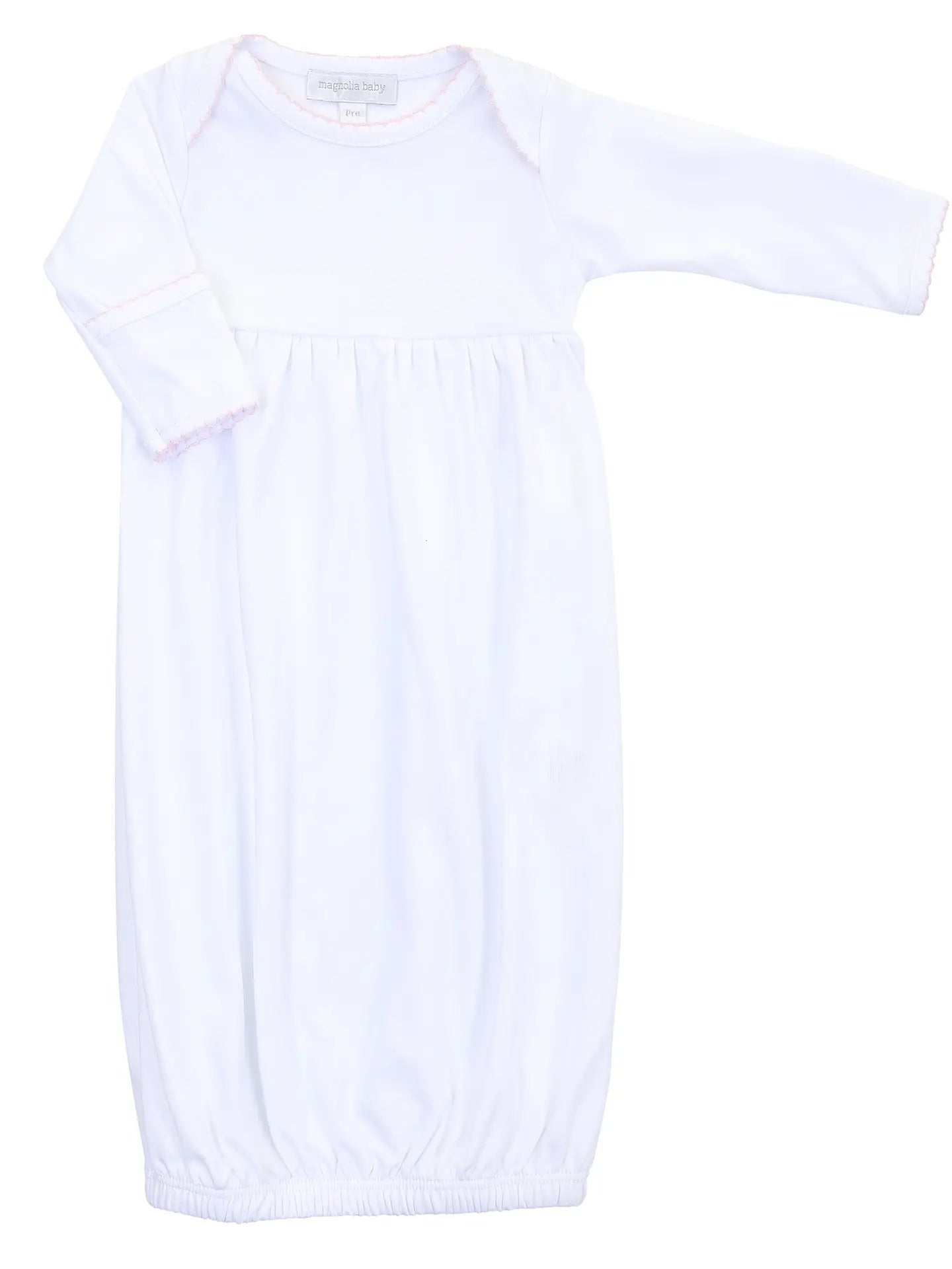 Magnolia Solid Essentials White Gown with Pink Trim