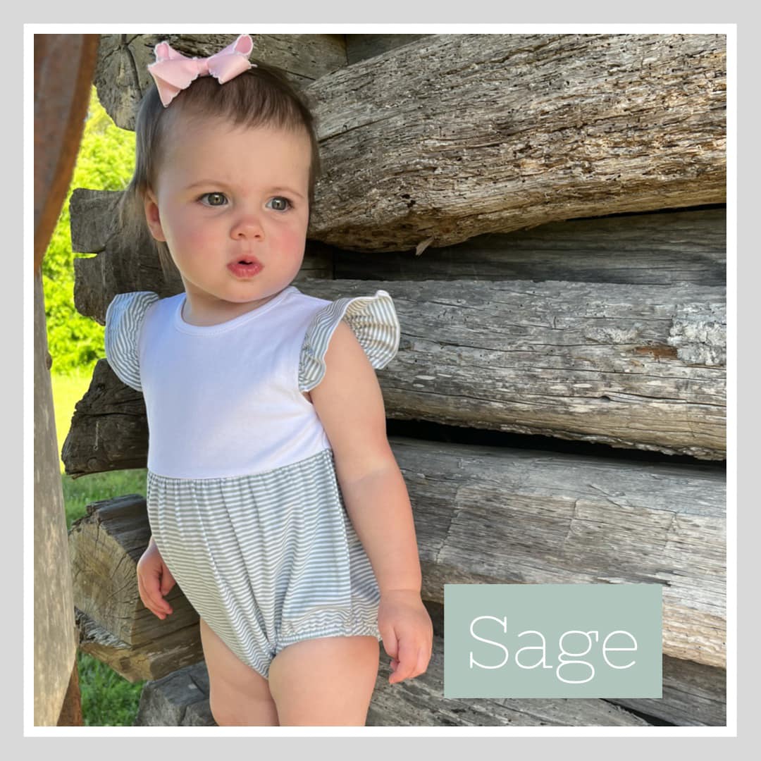 Sage Striped Flutter Bubble