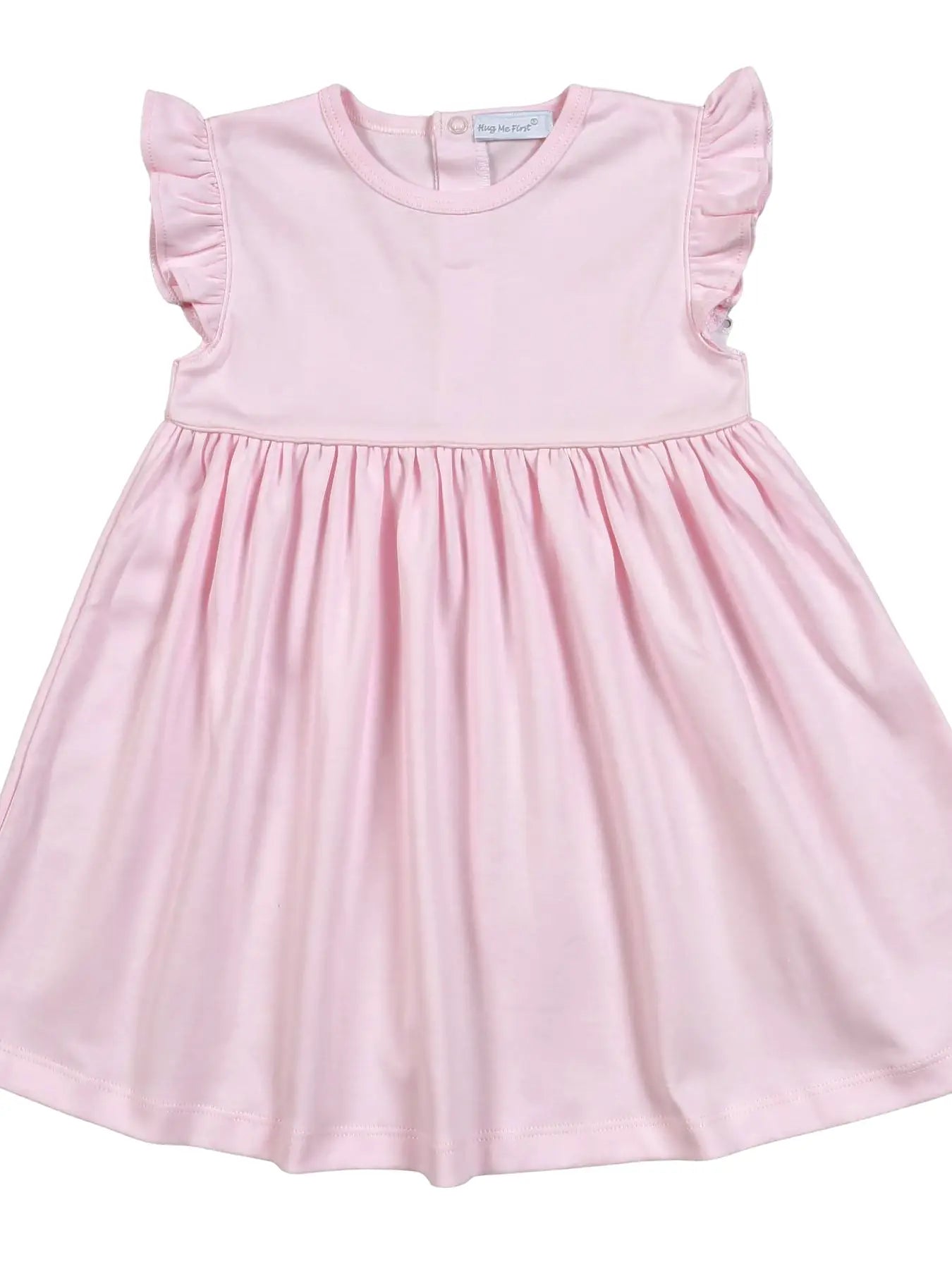 Solid Pink Ruffle Sleeve Dress
