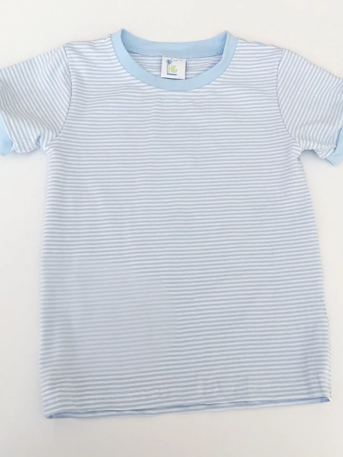 Blue and White Stripe Short Sleeve Shirt