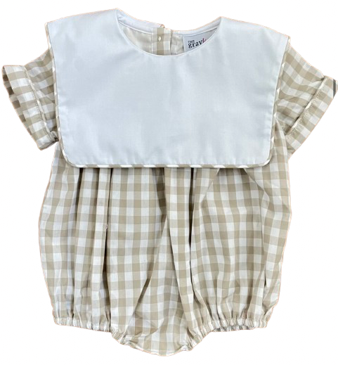 Khaki Check Collared Bubble