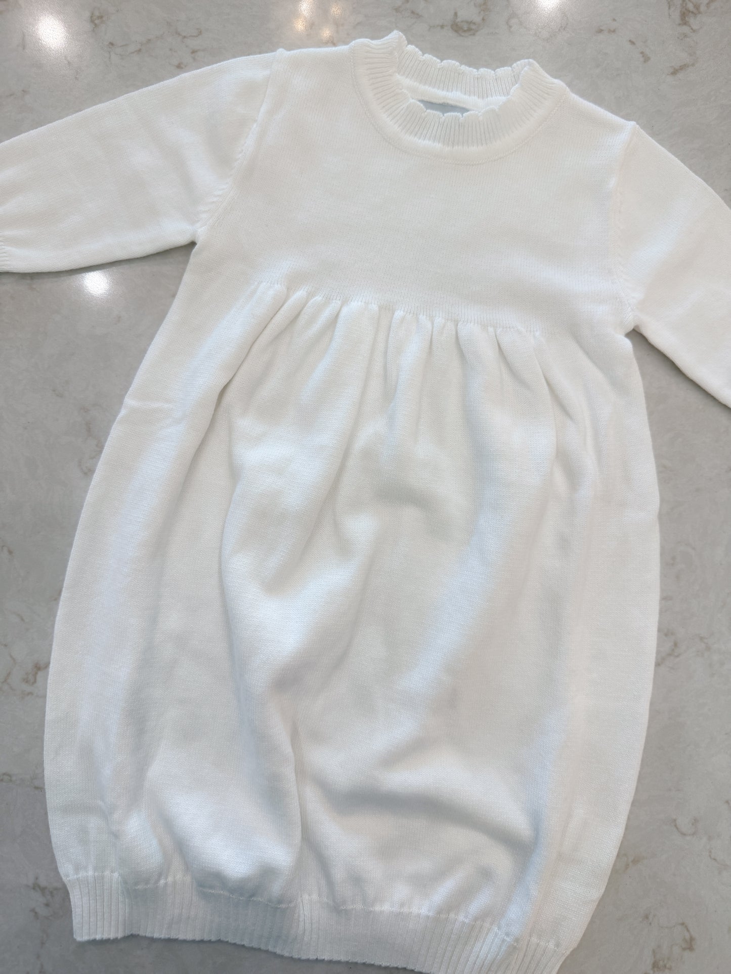 Knit Gown with Scalloped Edge