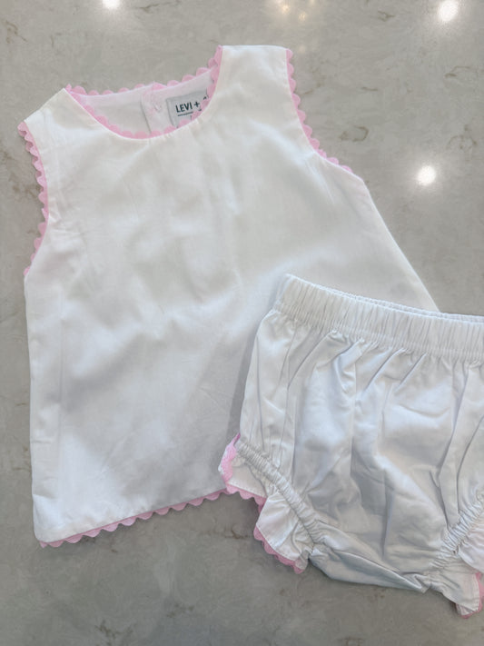 Swing Back Diaper Set - Pink Trim