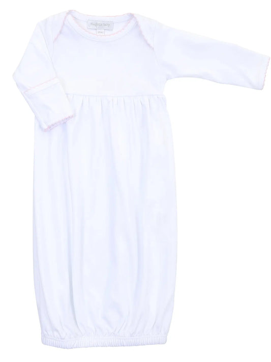 Magnolia Solid Essentials White Gown with Pink Trim