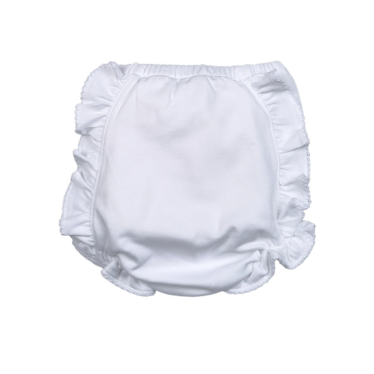 Pima Ruffle Diaper Cover- White