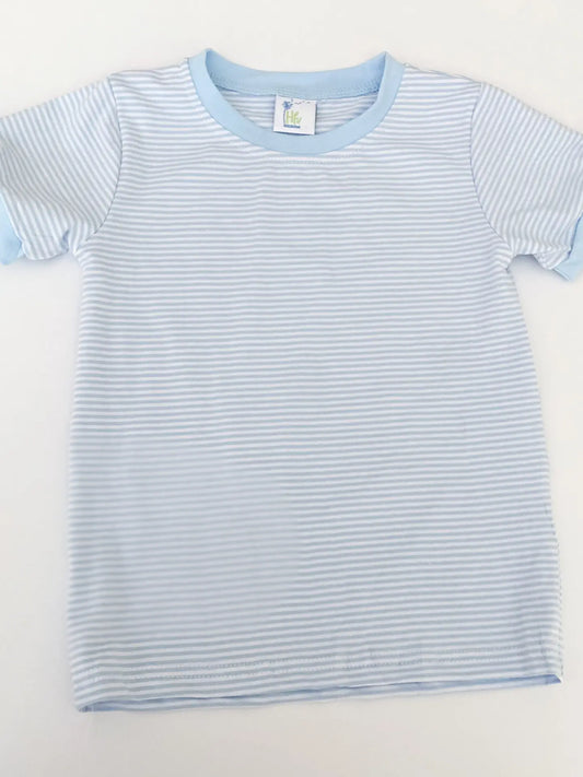 Blue and White Stripe Short Sleeve Shirt